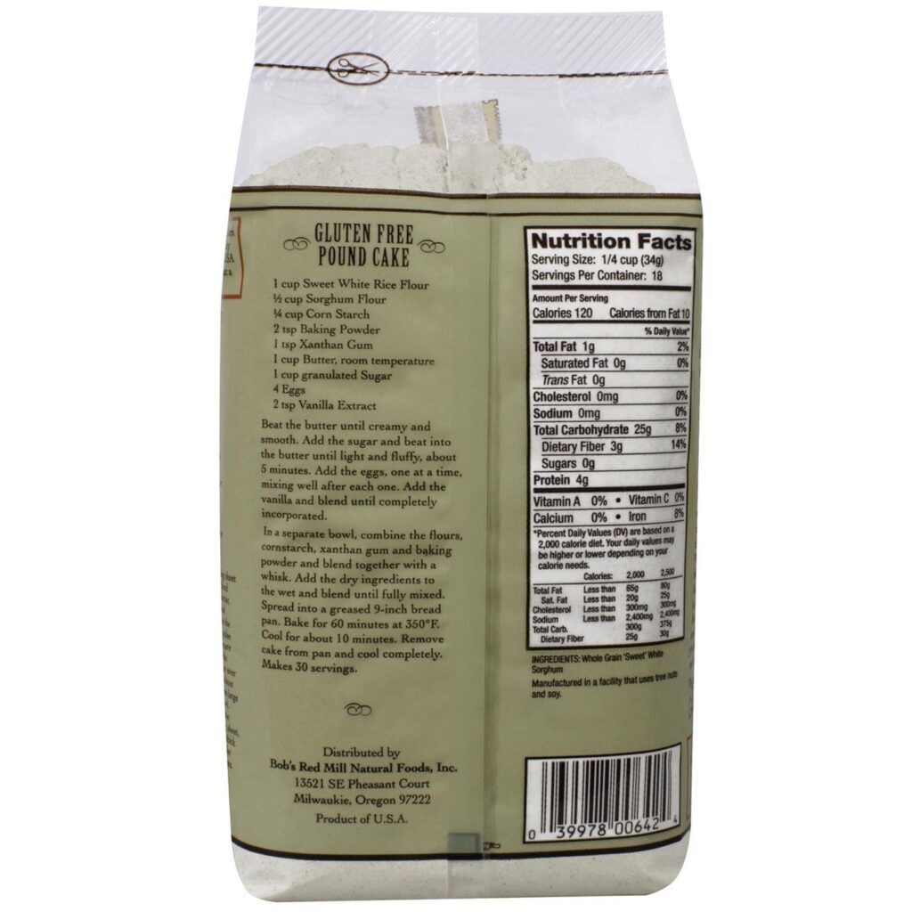 Farinha de Sorgo Branca Doce Bobs Red Mill Sem Glúten - 4 Unidades de 623g | Pronta Entrega Brasil - Imagem 2