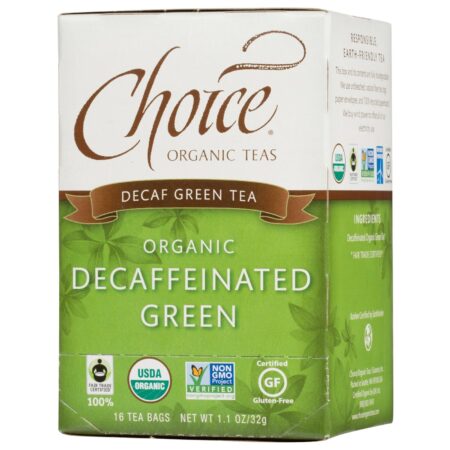 Choice Organic Teas, Chá Verde Descafeinado Orgânico - 16 Saquinhos de Chá