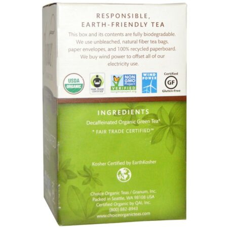 Choice Organic Teas, Chá Verde Descafeinado Orgânico - 16 Saquinhos de Chá - Image 2