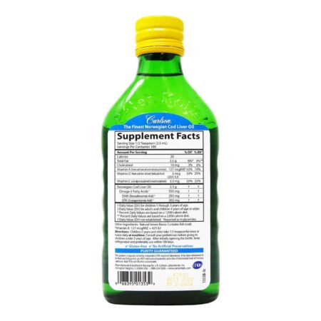 Carlson Labs, Óleo de Fígado de Bacalhau para Crianças - 250 ml - Image 2