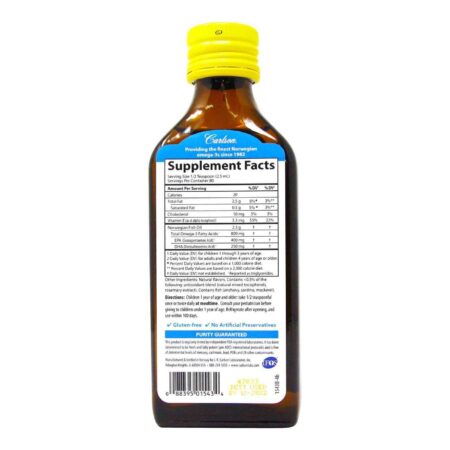 Carlson Labs, Óleo de Peixe Líquido Infantil - Limão - 200 ml - Image 2