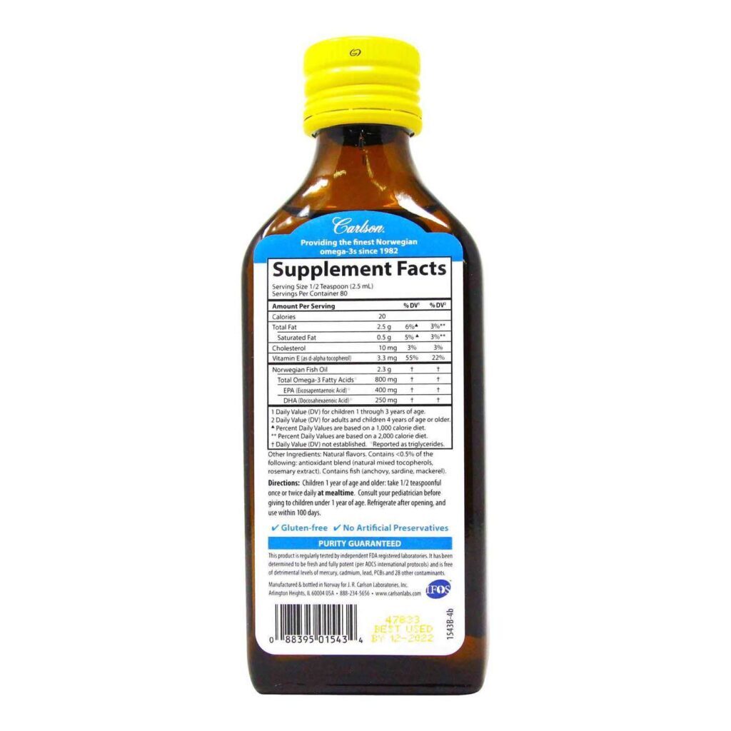 Carlson Labs Óleo de Peixe Líquido Infantil Sabor Limão - 200 ml para Saúde Infantil - Imagem 2