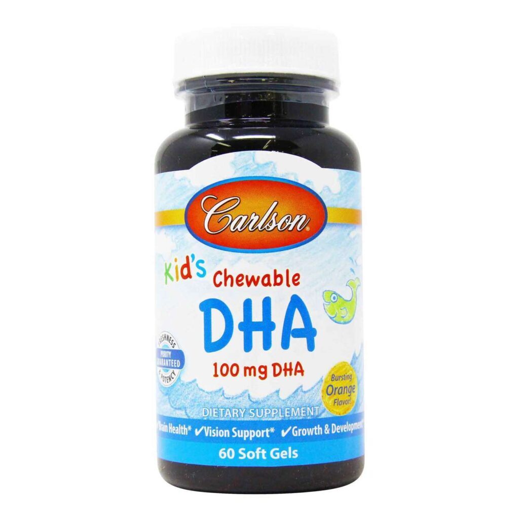 Carlson Labs DHA Ômega 3 Mastigável Sabor Laranja para Crianças - 60 Cápsulas em Gel