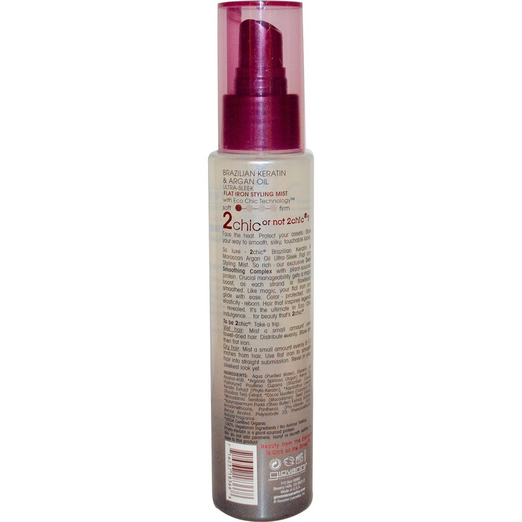 Giovanni Cosmetics 2chic® Óleo de Argan e Keratina Protetor Térmico 118 ml - Brilho e Proteção Capilar - Imagem 2