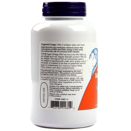 Now Foods Super EPA (360 mg EPA, 240 mg DHA)- 120 Cápsulas em gel - Image 3