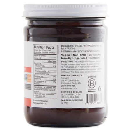 Nutiva, Óleo de palma vermelha - 444mL - Image 2