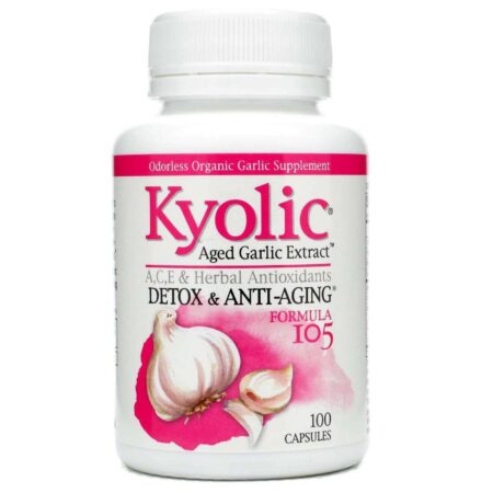 Kyolic, Fórmula Kyolic 105 Desintoxicação e Anti-Envelhecimento com Vitamina A & E e Selênio - 100 Cápsulas