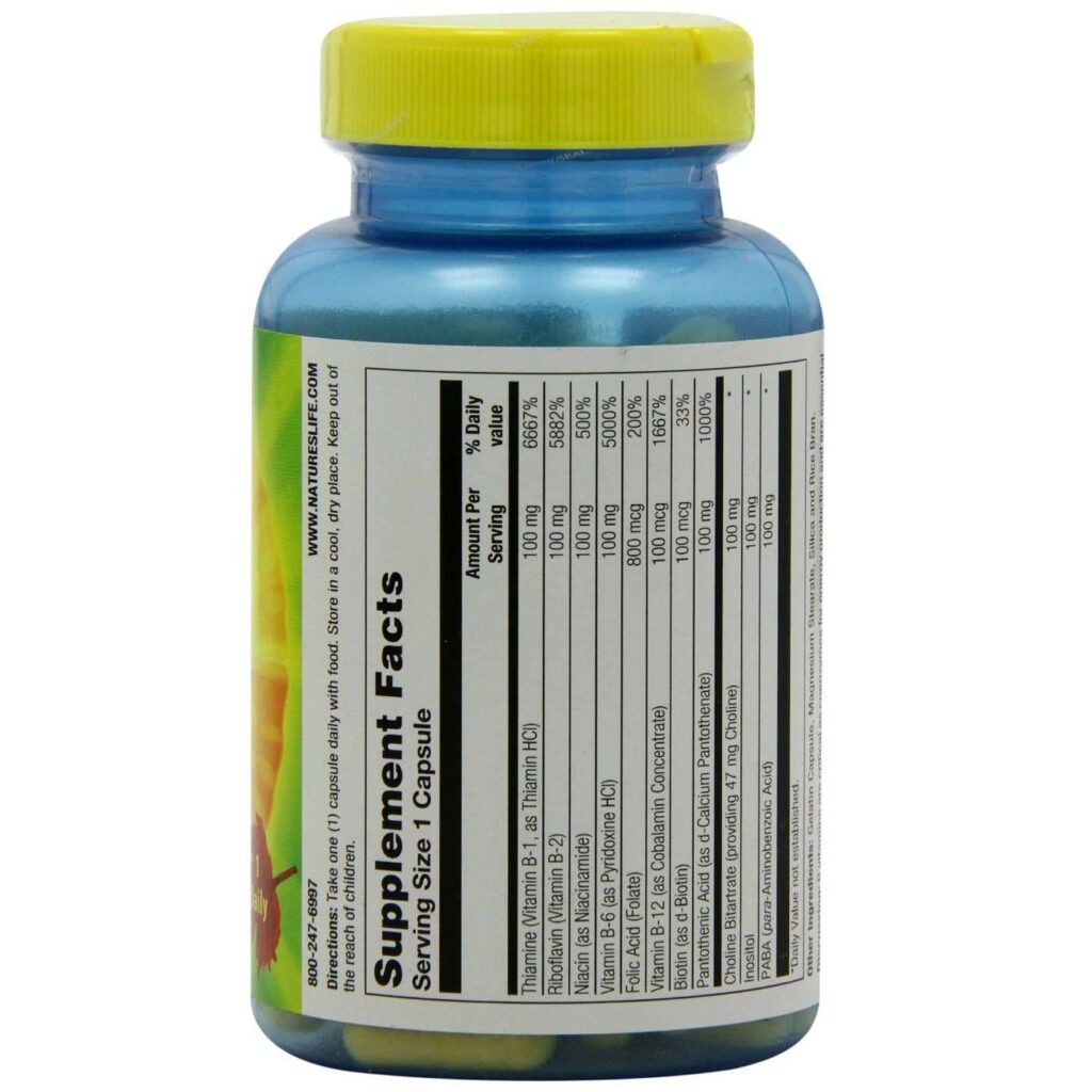 Nature's Life B-100 Alta Potência com Ácido Fólico - 100 Cápsulas - Imagem 2