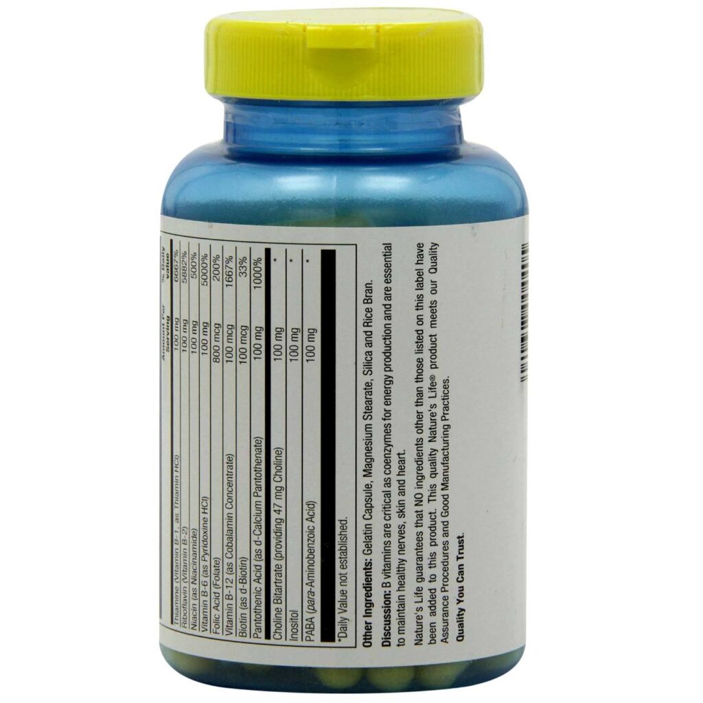 Nature's Life B-100 Alta Potência com Ácido Fólico - 100 Cápsulas - Imagem 3