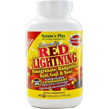 Nature’s Plus Red Lightning Energético – 180 Cápsulas Vegetarianas: Vitalidade e Foco — foto 1