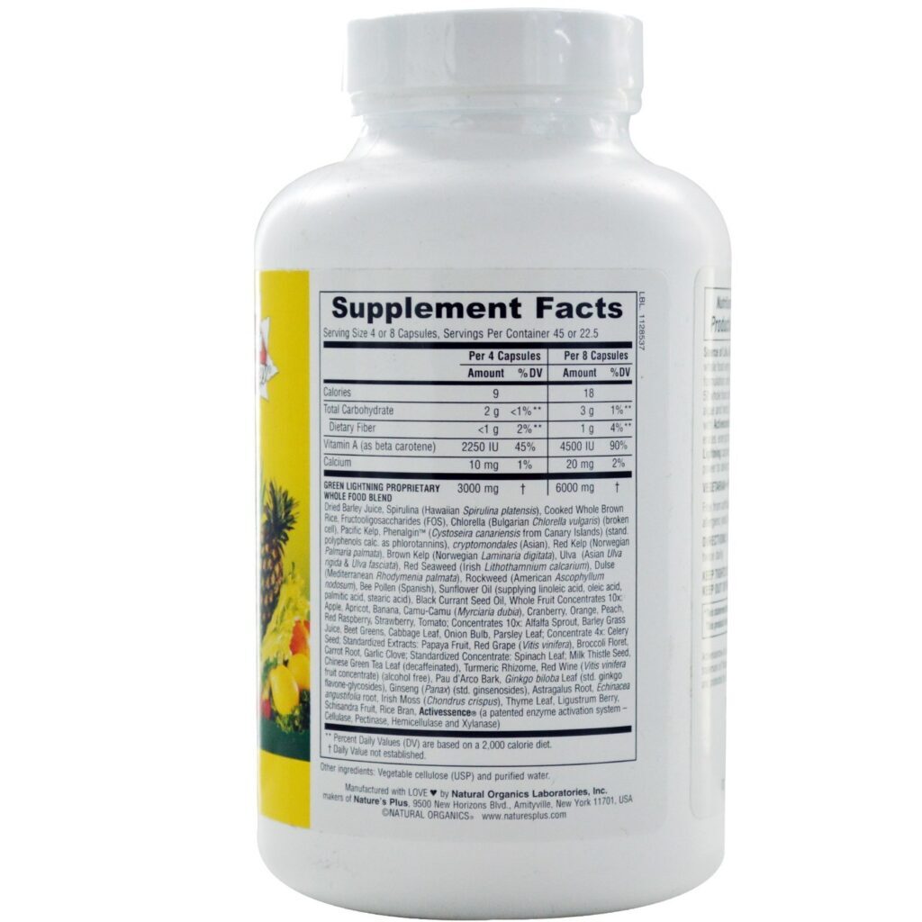 Nature's Plus Green Lightning - Concentrado de Alimentos Integrais - 180 Cápsulas Vegetarianas - Imagem 2