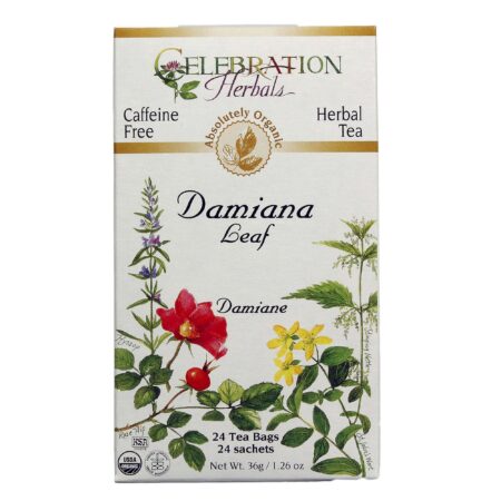 Celebration Herbals Herbal Tea, Chá de Folha de Damiana Orgânica - 24 Saquinhos de Chá