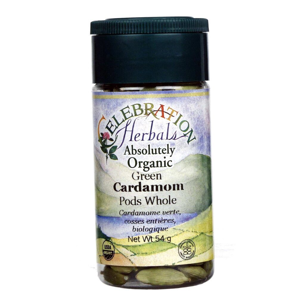 Celebration Herbals Cardamomo Verde Orgânico Vagens Integrais 54g - Aroma e Sabor Autêntico
