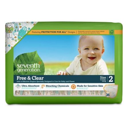 Seventh Generation, Fraldas Descartáveis Free & Clear Estágio 2 (5-8 Kg) - 36 Unidades