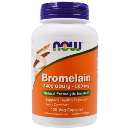 Now Foods, Bromelaína 500 mg 2400 GDU - 120 Cápsulas Vegetarianas