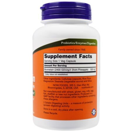 Now Foods Bromelaína 500mg 2400 GDU - 120 Cápsulas Vegetarianas para Bem-Estar Digestivo - Imagem 2