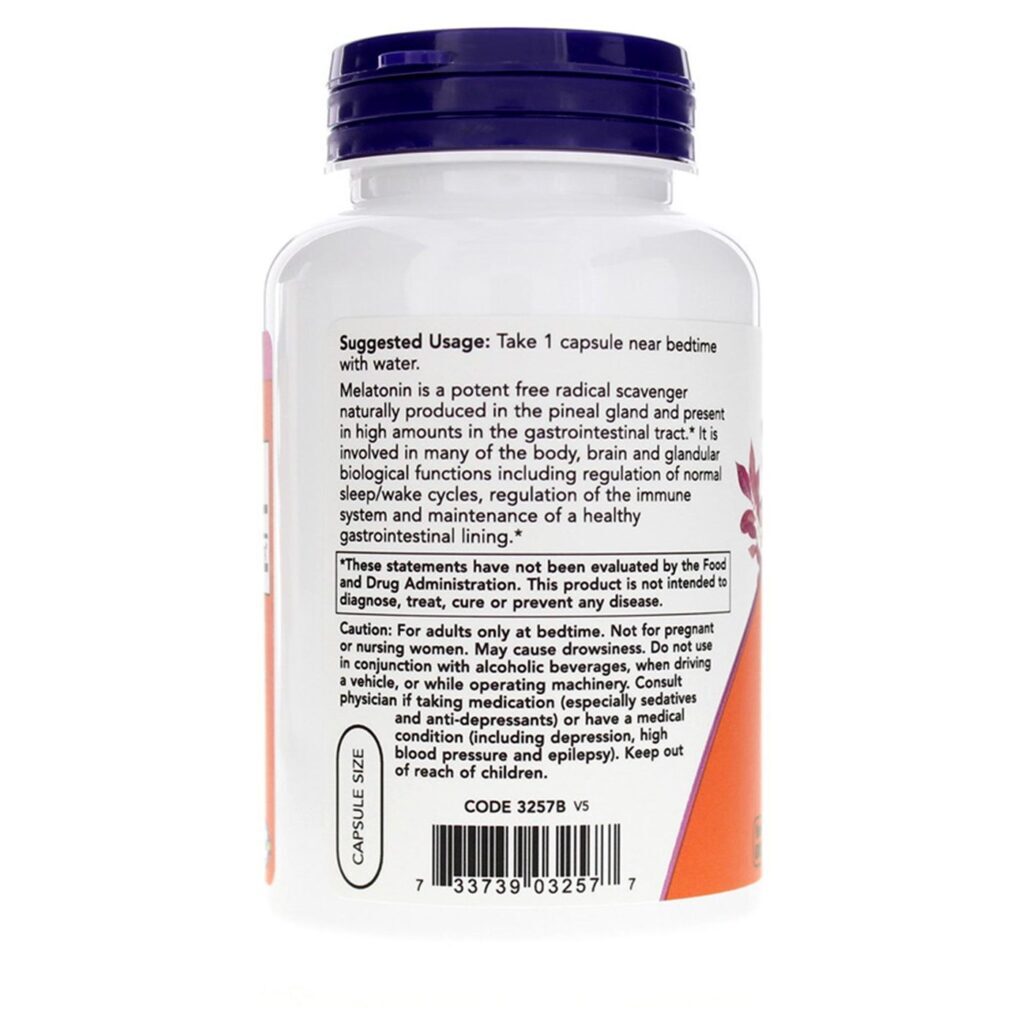 Now Foods Melatonina 3 mg - 180 Cápsulas Vegetais para Sono Profundo - Imagem 3