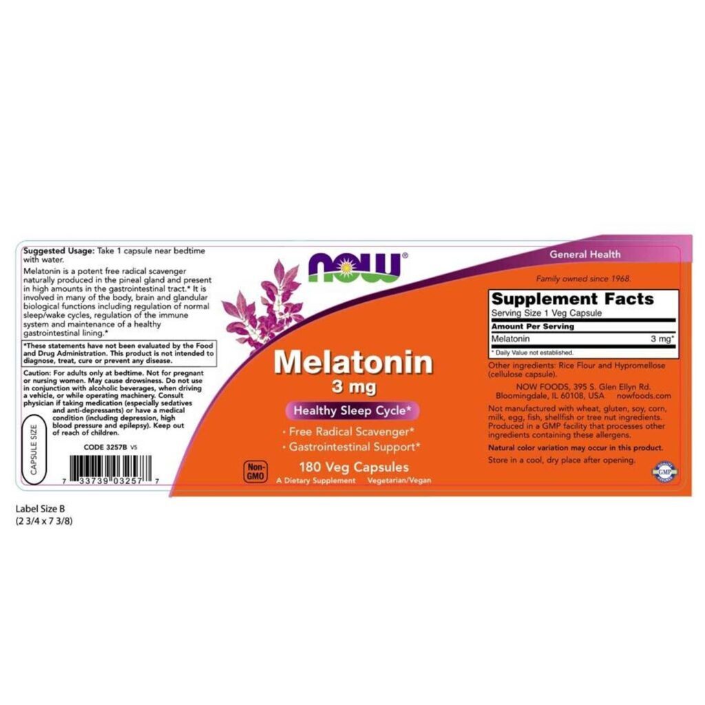 Now Foods Melatonina 3 mg - 180 Cápsulas Vegetais para Sono Profundo - Imagem 4