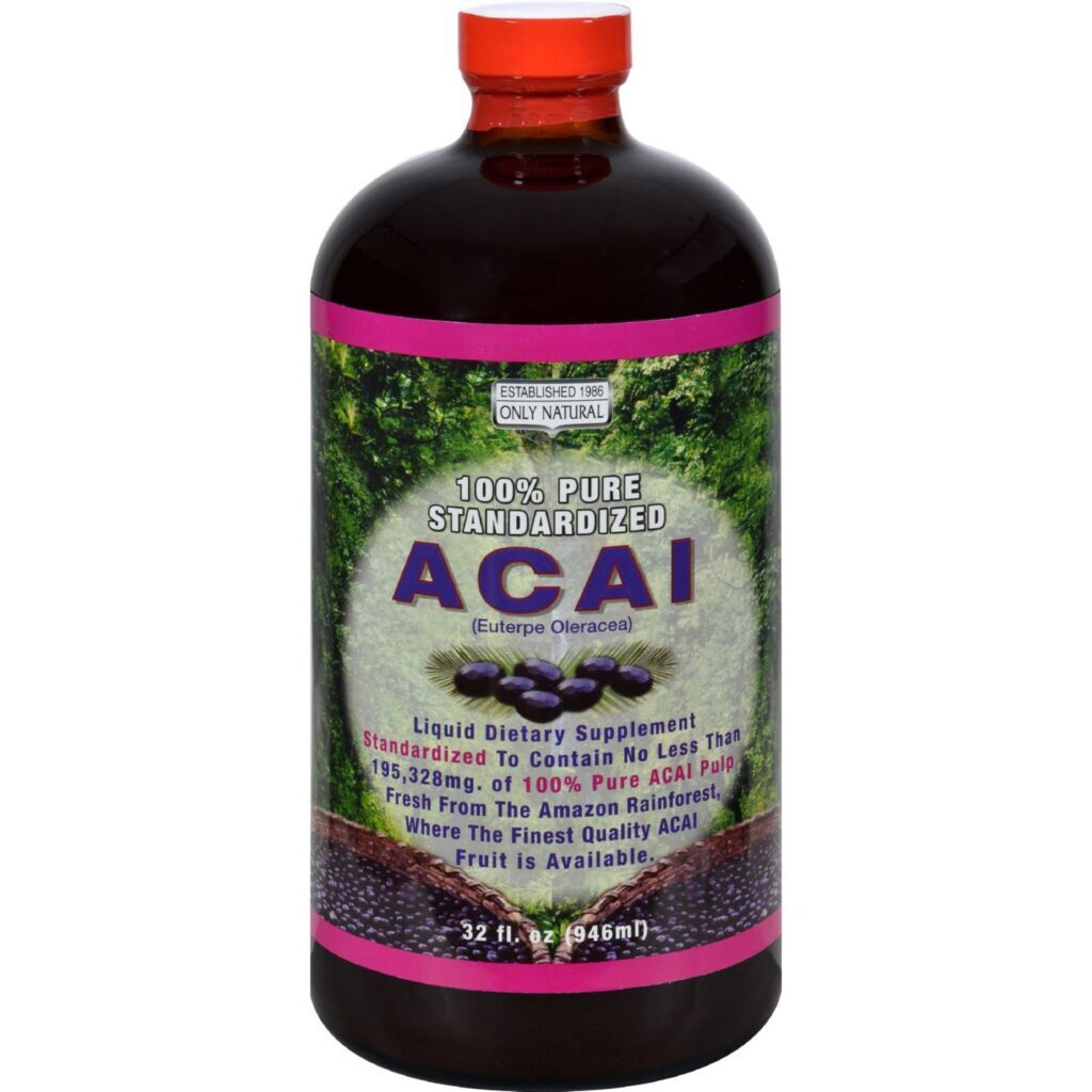 Only Natural Açaí Líquido Puro - 946ml (32 fl oz) - Energia e Antioxidantes Naturais