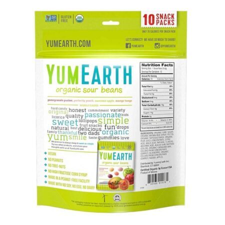 YumEarth Naturals Jujubas Azedas Orgânicas 10 Pacotes 19.8g Cada - Sabor Intenso e Natural - Imagem 2