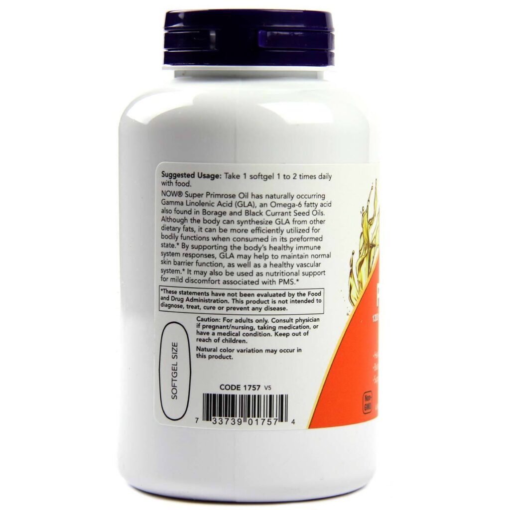 Now Foods Super Óleo de Prímula 1300 mg - 120 Cápsulas Gel: Saúde e Bem-Estar - Imagem 3