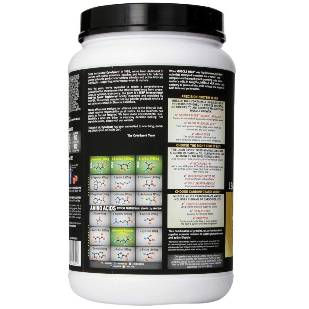 CytoSport Muscle Milk Sabor Chocolate Manteiga de Amendoim 1120g - Nutrição Completa para Massa Muscular - Imagem 3