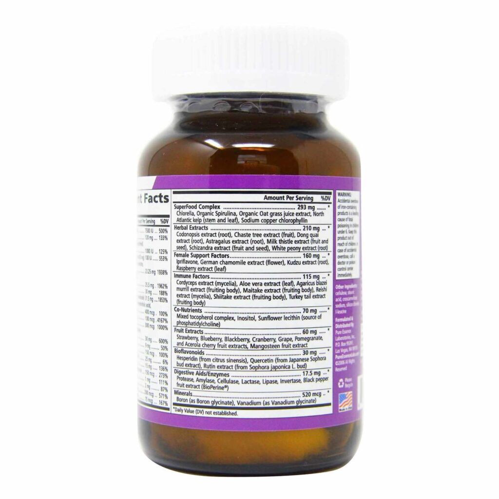 Pure Essence Labs Multivitamínico para Mulheres 30 Tabletes - Saúde e Energia Essenciais - Imagem 3