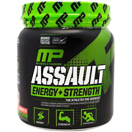 MusclePharm, Pré-Treino Assault Energia + Força, Morango - 30 Porções