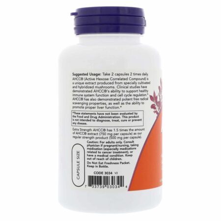 Now Foods AHCC 750 mg Extra Forte - 60 Cápsulas Vegetarianas: Imunidade e Vitalidade - Imagem 3