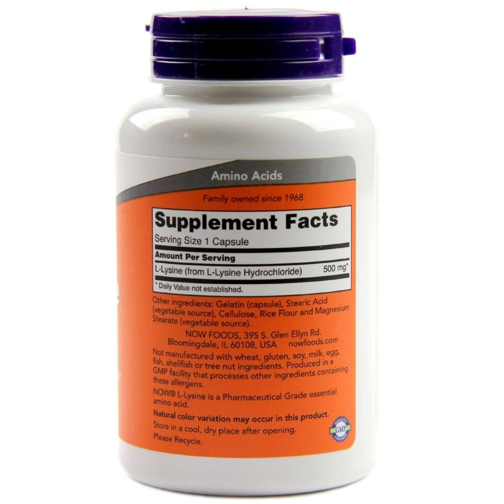 L-Lisina 500 mg Now Foods 100 Cápsulas: Essencial para Imunidade e Colágeno - Imagem 2