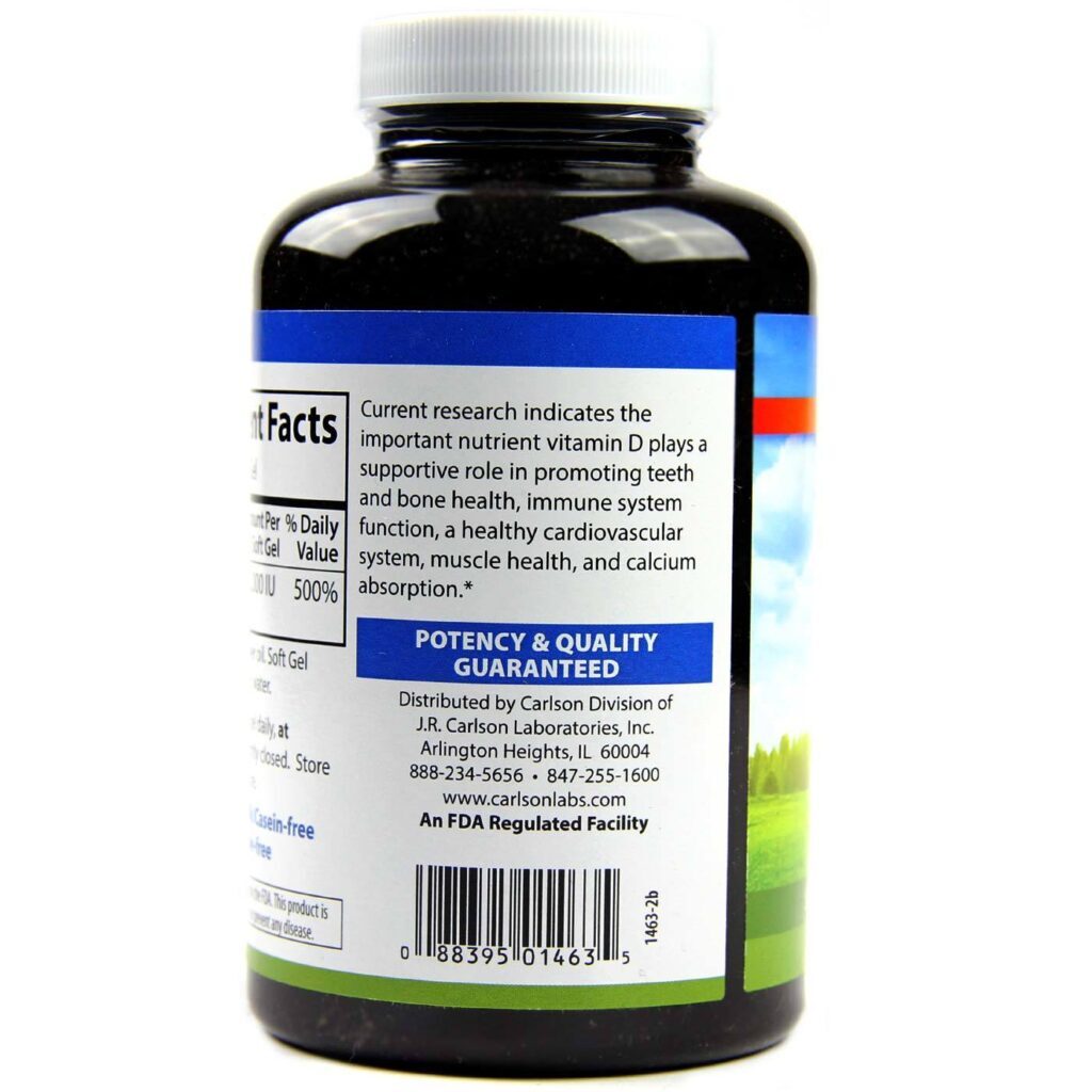 Carlson Labs Vitamina D3 2000 UI - 360 Cápsulas em Gel - Saúde Óssea e Imunidade - Imagem 3