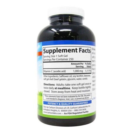 Carlson Labs C Gel 1000mg Vitamina C - 250 Cápsulas Gel: Imunidade e Antioxidante Potente - Imagem 2