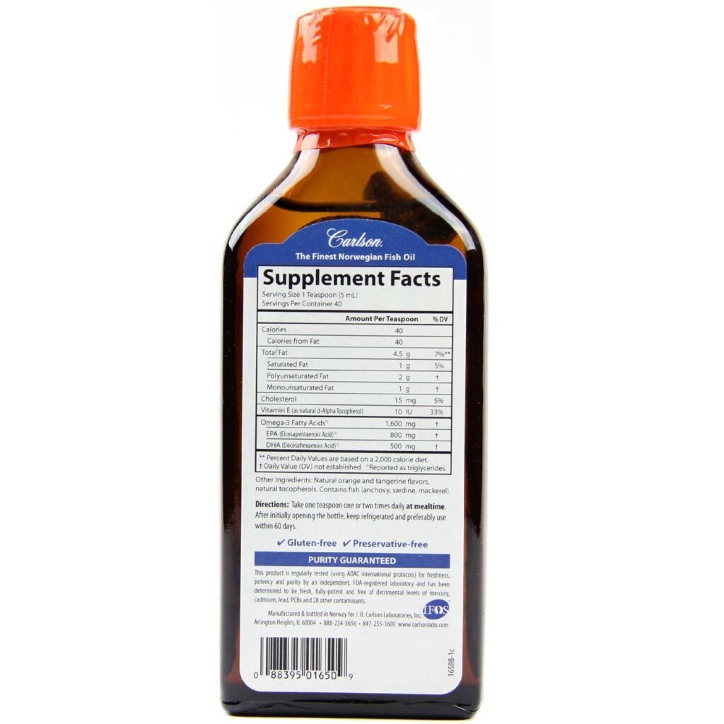 Carlson Labs Óleo de Peixe Sabor Laranja 200ml - Pureza e Saúde para Você - Imagem 2