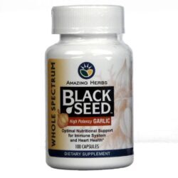 Amazing Herbs Black Seed Alho Alta Potência - 100 Cápsulas: Imunidade e Bem-Estar Natural