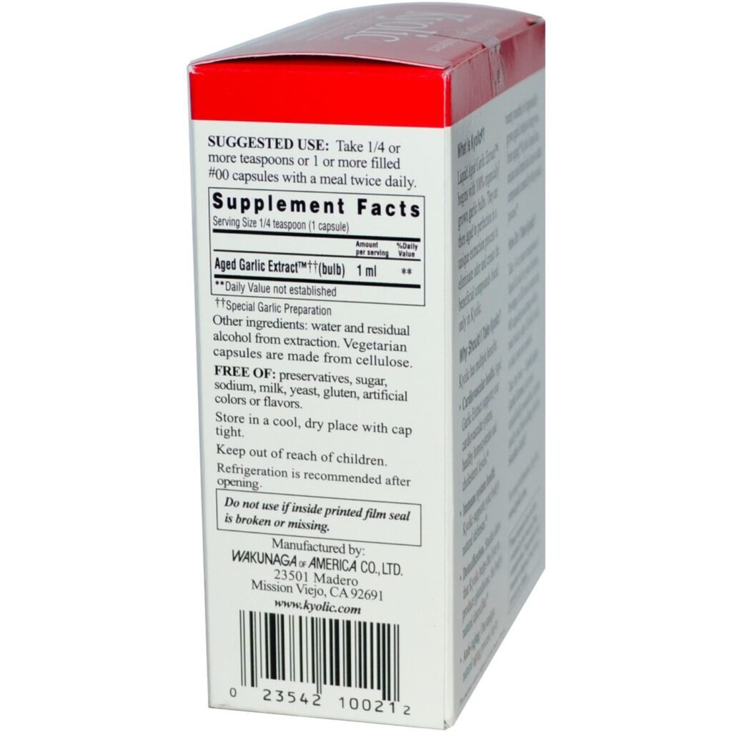 Kyolic Fórmula Kyolic 100 Alho Extrato Puro 60 Cápsulas - 59 ml - Imagem 2