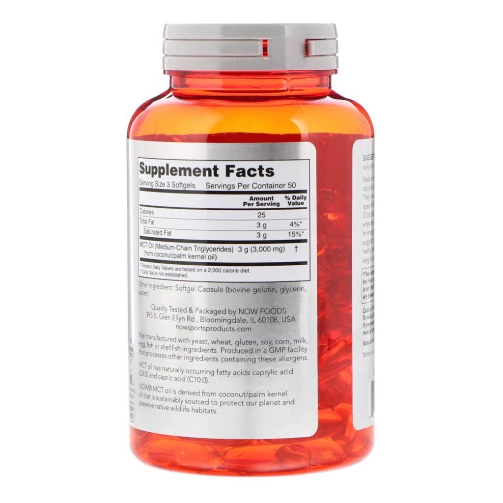 Now Foods Óleo MCT 1000 mg - 150 Cápsulas em Gel: Energia e Foco com Triglicerídeos de Cadeia Média - Imagem 2