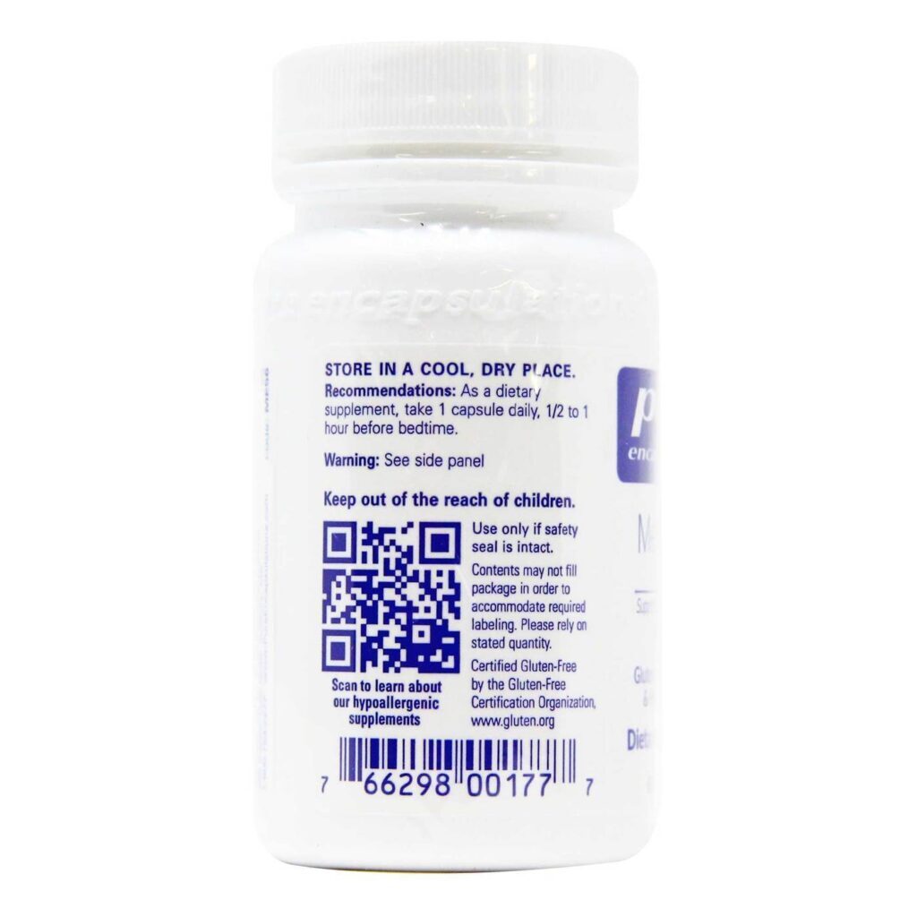 Melatonina 0,5 mg Pure Encapsulations 60 Cápsulas Vegetarianas: Sono Profundo e Repousante - Imagem 4