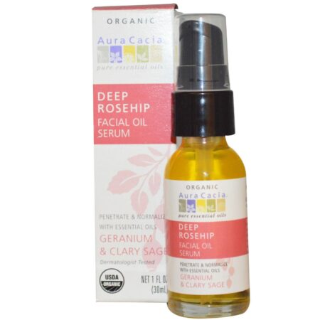 Aura Cacia Organic, Serum Facial de Óleos Essenciais de Rosa Mosqueta - 30mL (1 fl oz)