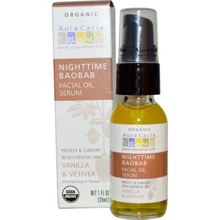 aura Cacia Nighttime Baobab Serum Facial 1 OZ