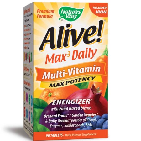 Nature's Way, Alive! Multivitamínico Máxima Potência Sem Ferro - 90 Tabletes