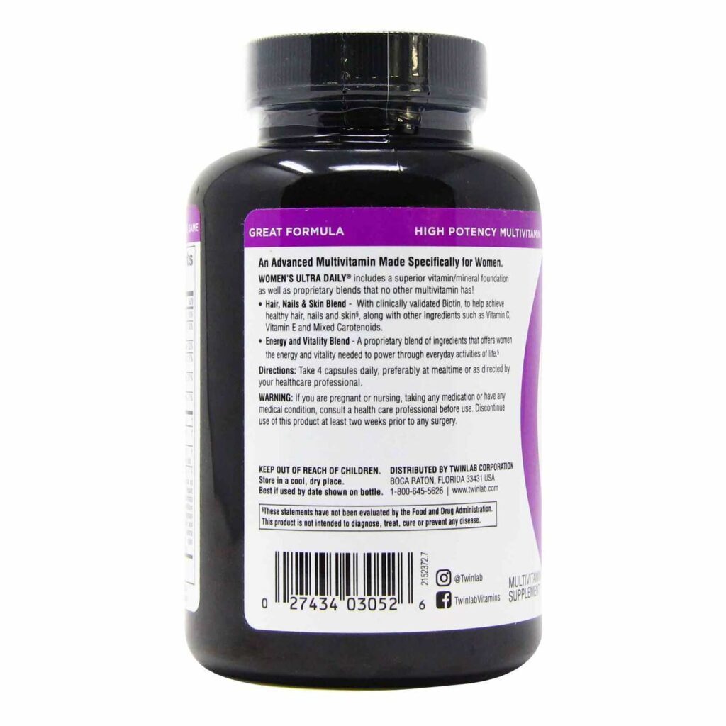 Twinlab Multivitamínico Diário para Mulher - 120 Cápsulas: Sua Dose Completa de Saúde e Energia - Imagem 3