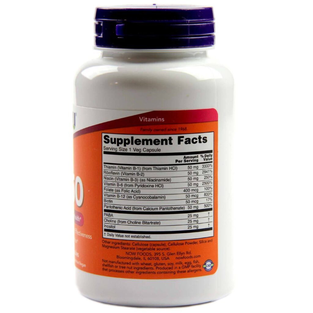 Now Foods B-50 Vitaminas Complexo B - 100 Cápsulas: Energia e Bem-Estar - Imagem 2