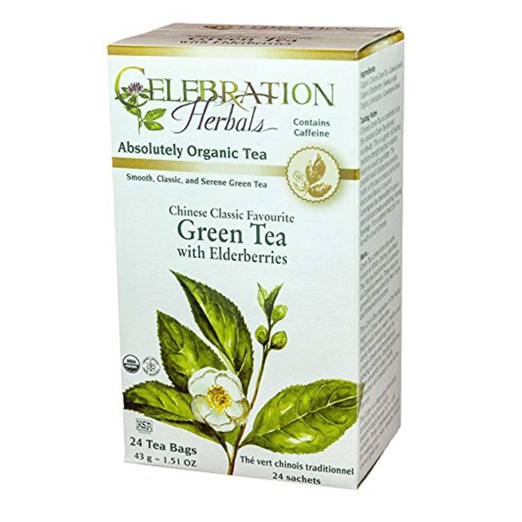 Celebration Herbals Chá Verde com Sabugueiro - 24 Saquinhos de Chá - Bem-Estar e Antioxidantes Naturais