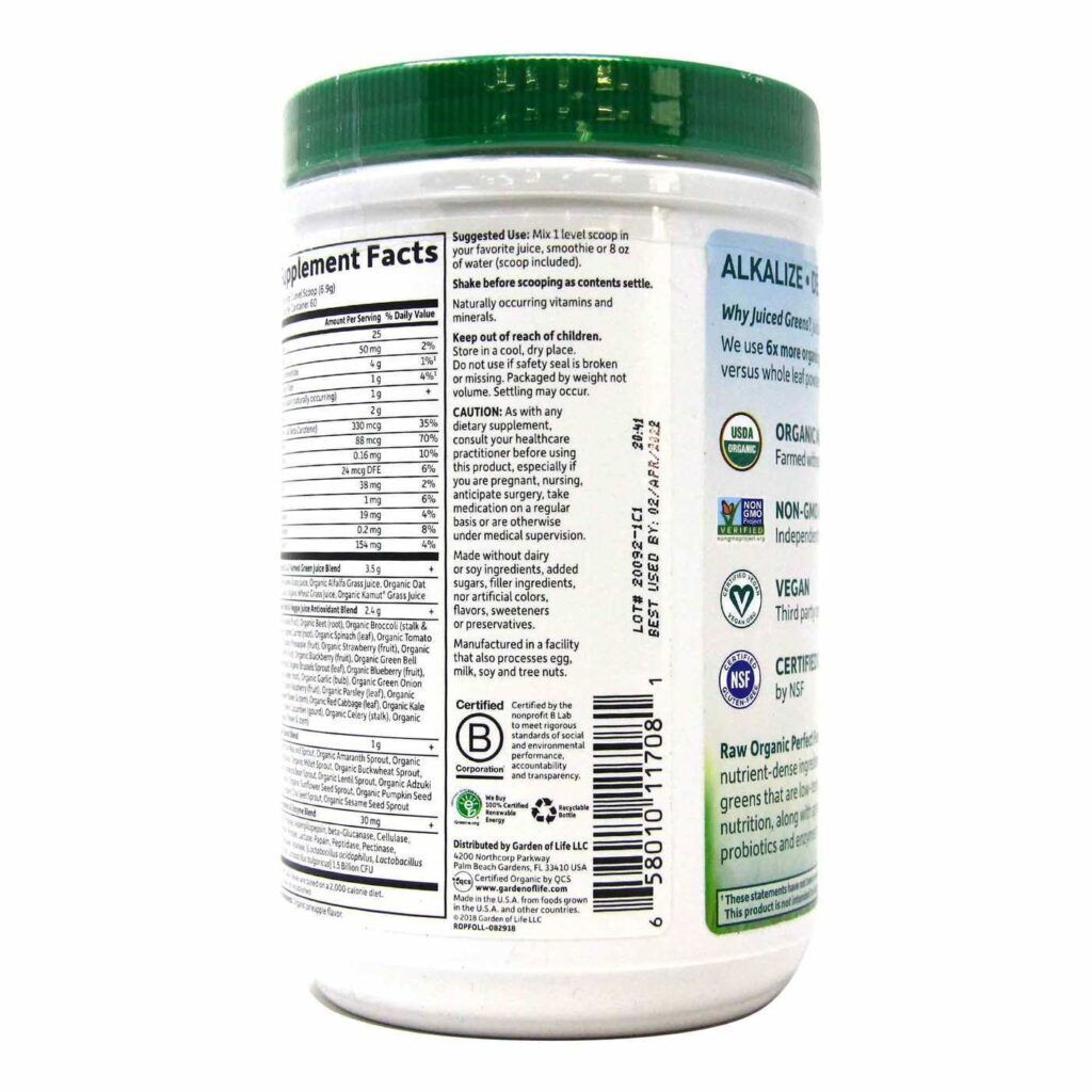 Garden of Life Perfeito aLimantos Crus Orgânicos 482g - Nutrição Essencial - Imagem 3