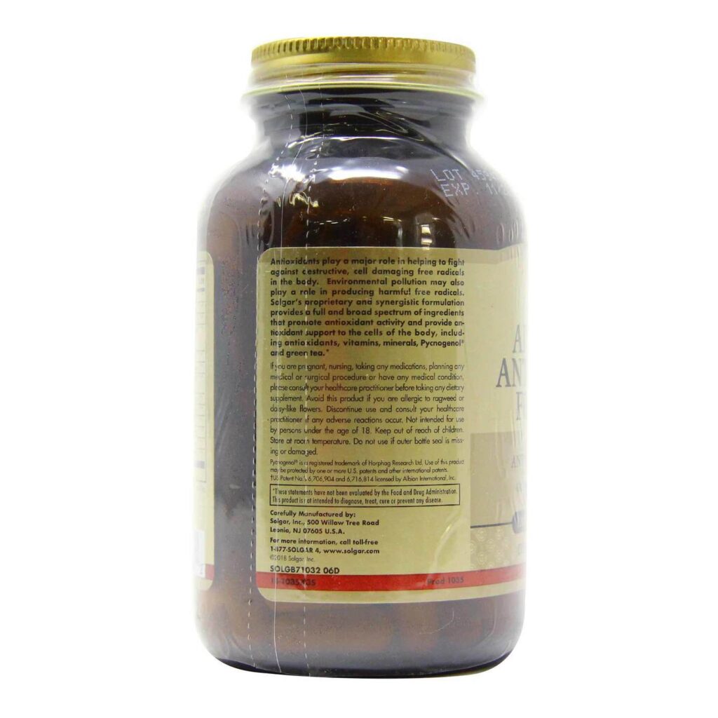 Solgar Fórmula Antioxidante Avançado - 120 Cápsulas Vegetarianas: Proteção Poderosa e Saúde Renovada - Imagem 4