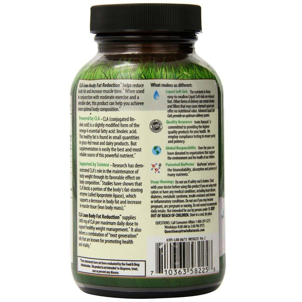 Irwin Naturals CLA Lean - 80 Cápsulas de Gel: Sua Aliada para Controle de Peso e Definição Muscular - Imagem 3
