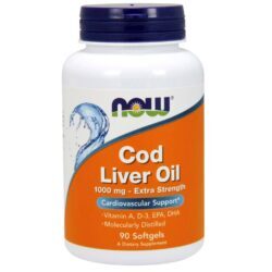 Now Foods Óleo de Fígado de Bacalhau 1000 mg Extra Forte - 90 Cápsulas em Gel
