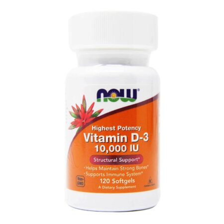 Vitamina D3 Alta Potência 10.000 UI Now Foods 120 Cápsulas em Gel