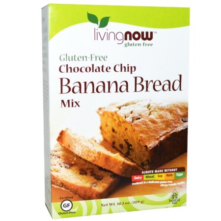 Now Foods, Mistura para Pão de Banana e Chocolate - Sem Glúten - 289g