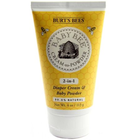 Burt's Bees, Baby Bee® 2 em 1 - Creme e Talco para Fraldas de Bebês - 4 oz (113g)